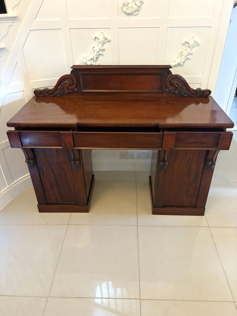 Antique Victorian Quality Carved Figured Mahogany Sideboard - Image 8